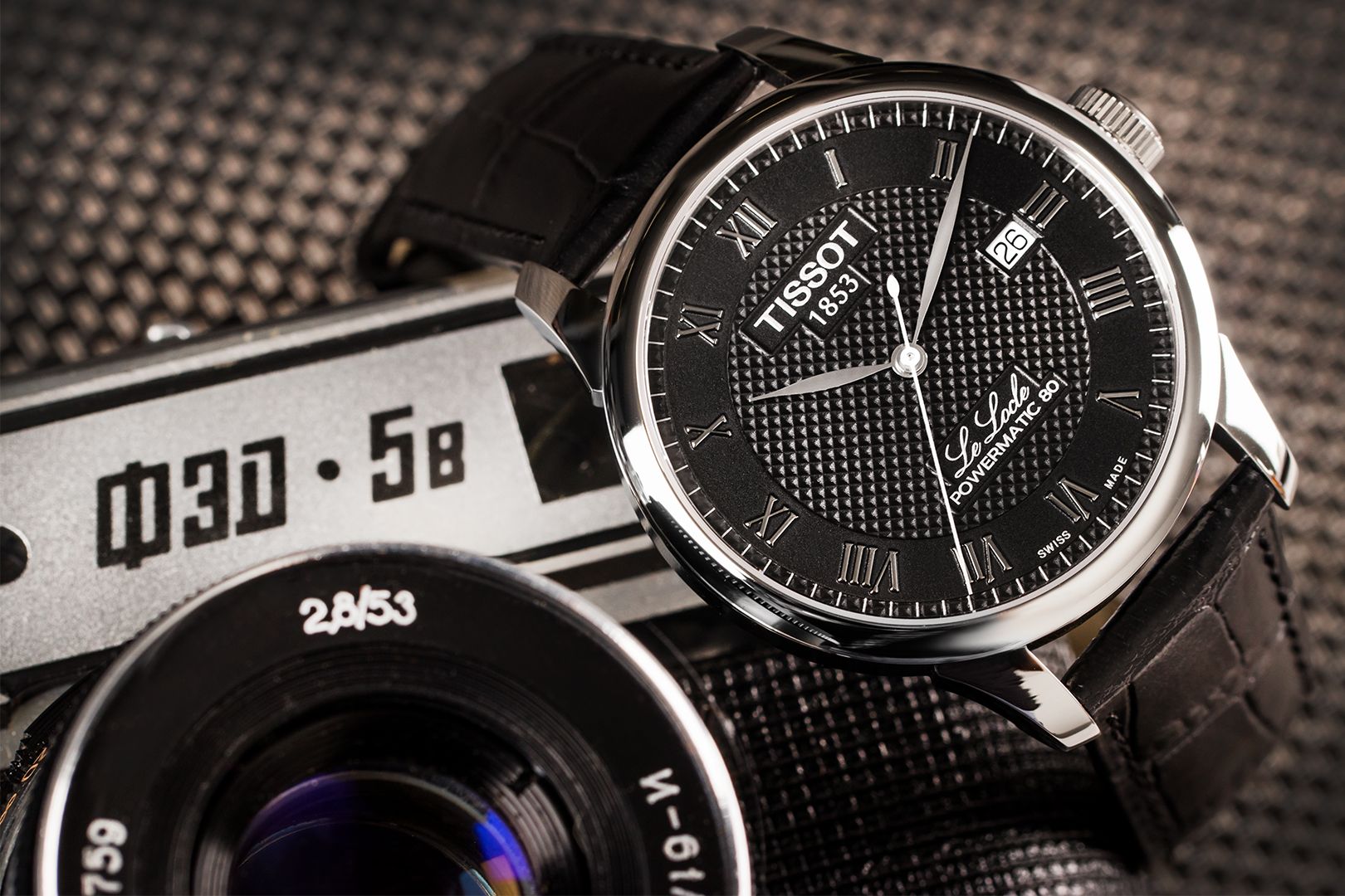 Tissot Le Locle Powermatic 80 Black Dial Black Leather Strap Watch For Men - T006.407.16.053.00