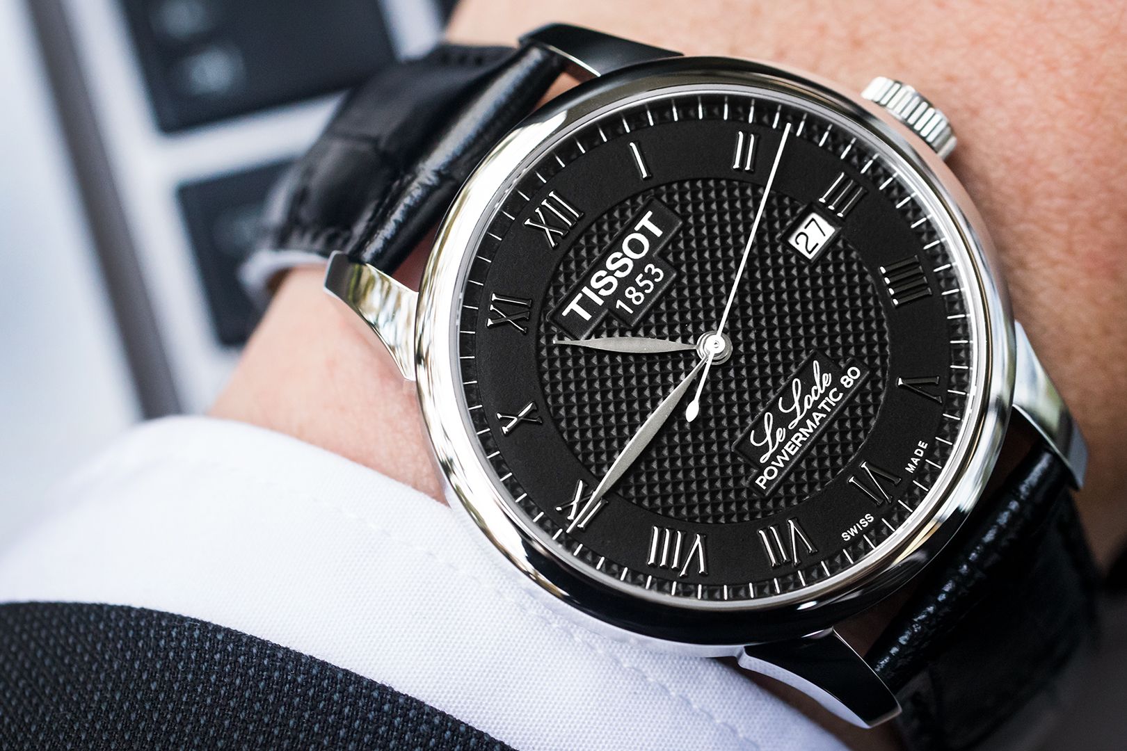  Shop Authentic Tissot Le Locle Powermatic 80 Black Dial Black Leather Strap Watch For Men - T006.407.16.053.00 - Luxxuri