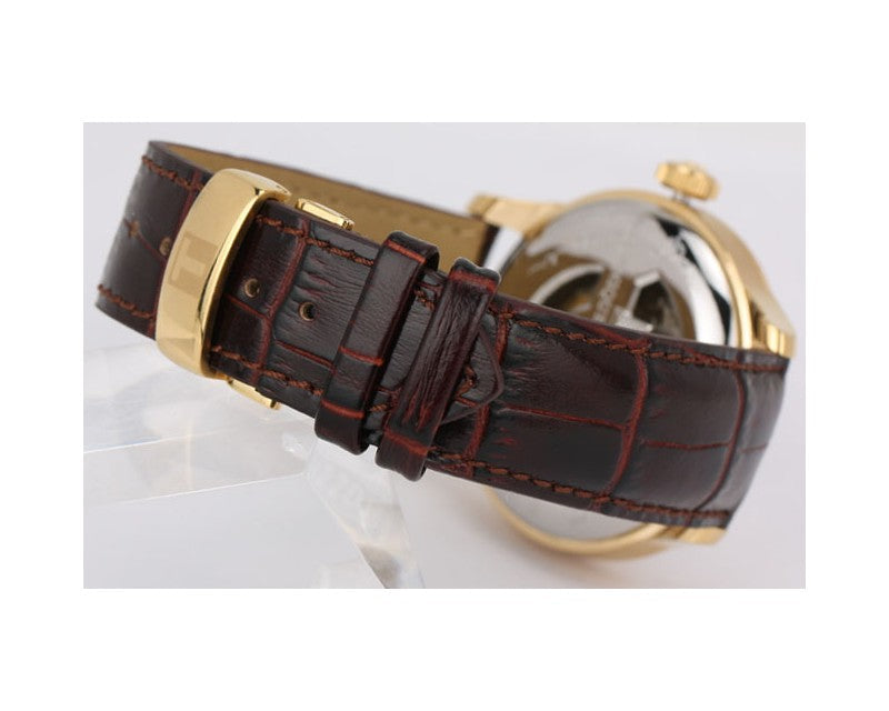 Tissot Le Locle Automatic Gold Dial Brown Leather Strap Watch For Men - T41.5.413.73