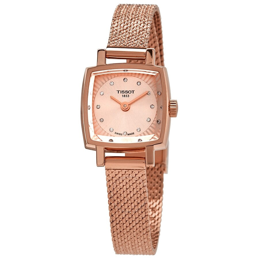 Tissot Lovely Square Lady Quartz Rose Gold Dial Rose Gold Mesh Bracelet Watch For Women - T058.109.33.456.00