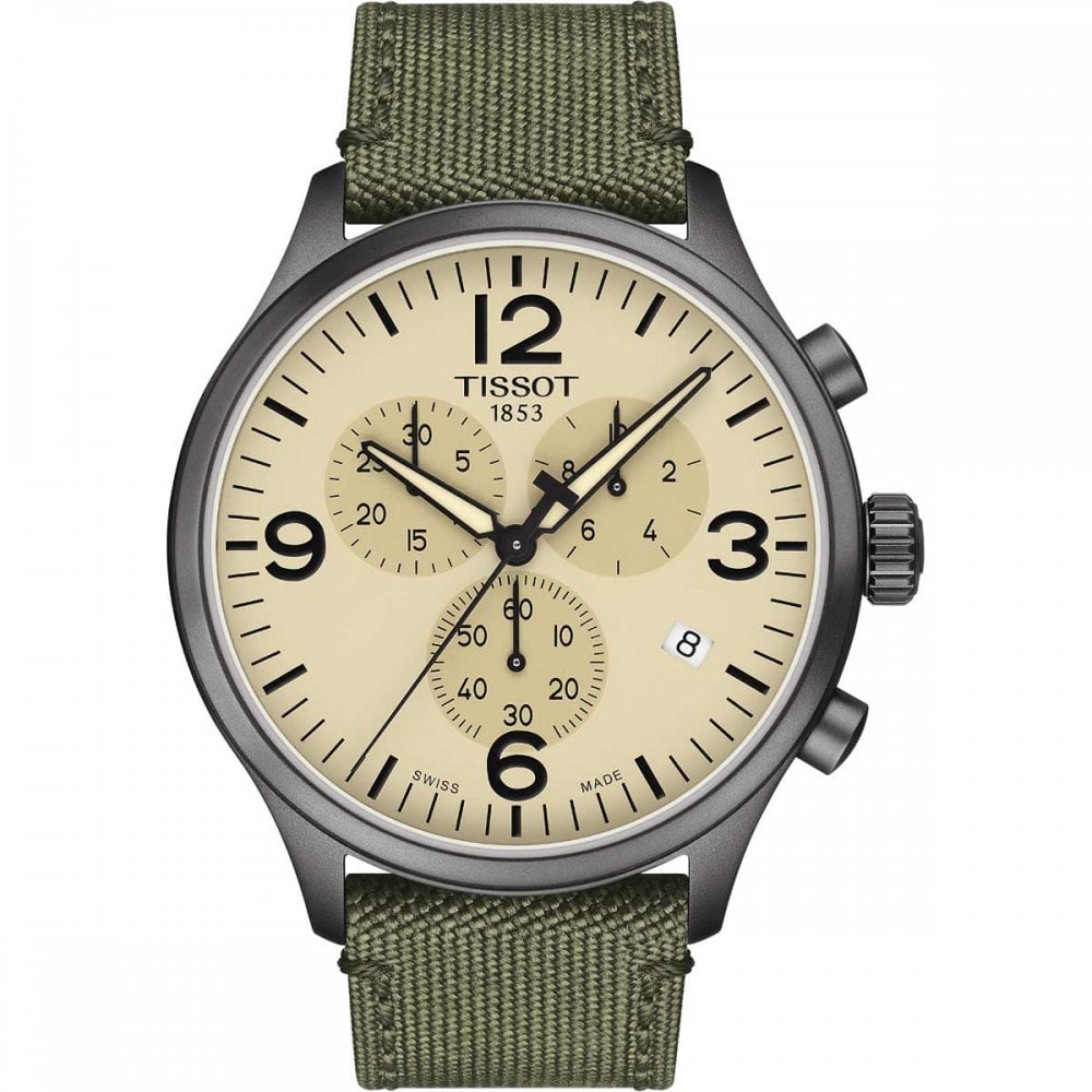 Shop Authentic Tissot T Sport Chrono XL Beige Dial Khakhi Green Nylon Strap Watch for Men - T116.617.33.267.00 - Luxxuri