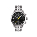Tissot PRC 200 Chronograph Black Dial Silver Steel Strap Watch For Men - T055.417.11.057.00