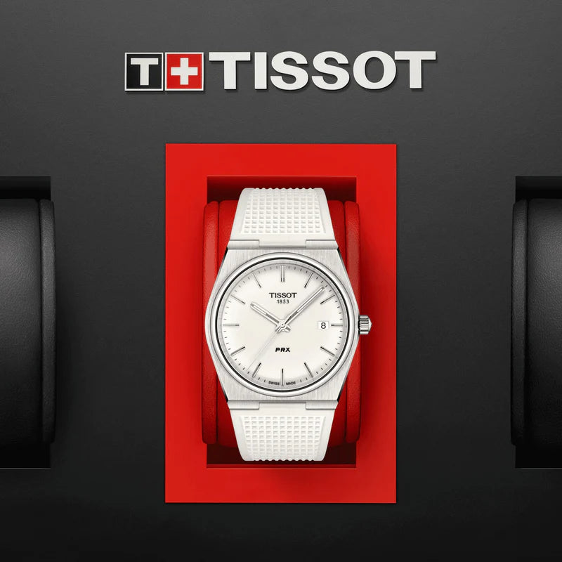 Tissot PRX 40 White Dial White Rubber Strap Watch For Men -  T137.410.17.011.00