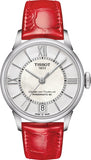  Shop Authentic Tissot Chemin Des Tourelles Automatic Mother of Pearl White Dial Red Leather Strap Watch For Women - T099.207.16.118.00 - Luxxuri