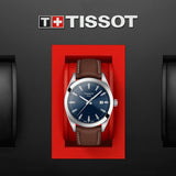  Shop Authentic Tissot Gentleman Blue Dial Brown Leather Strap Watch For Men - T127.410.16.041.00 - Luxxuri