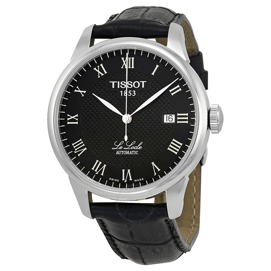 Tissot T Classic Le Locle Automatic Black Dial Black Leather Strap Watch For Men - T41.1.423.53
