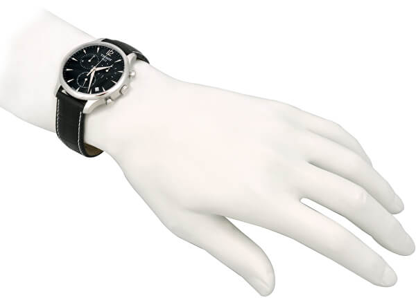 Tissot T Classic Tradition Chronograph Black Dial Black Leather Strap Watch For Men - T063.617.16.057.00