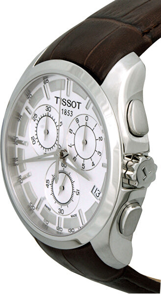 Shop Authentic Tissot Couturier Chronograph White Dial Brown Leather Strap Watch For Men - T035.617.16.031.00 - Luxxuri