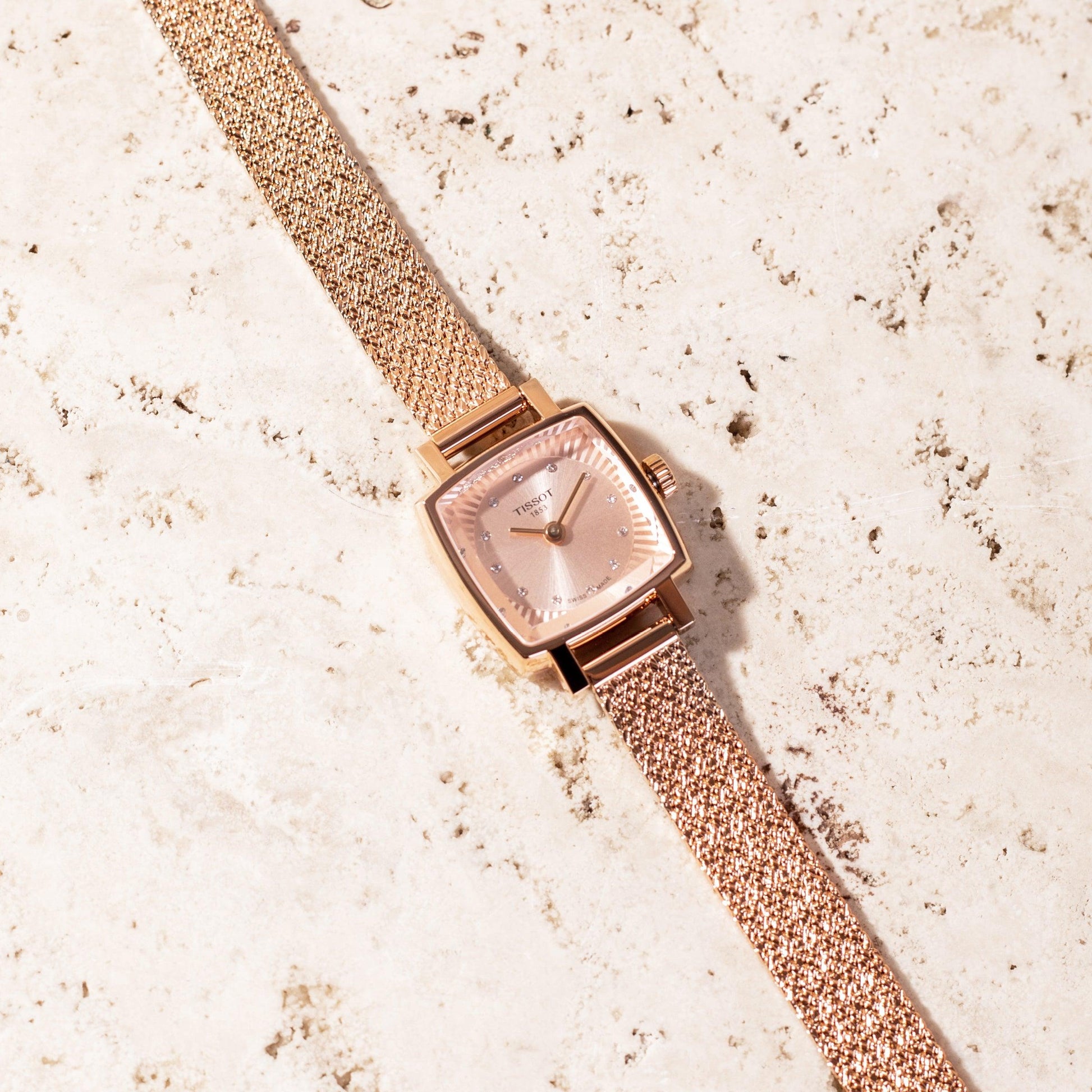 Shop Authentic Tissot Lovely Square Lady Quartz Rose Gold Dial Rose Gold Mesh Bracelet Watch For Women - T058.109.33.456.00 - Luxxuri