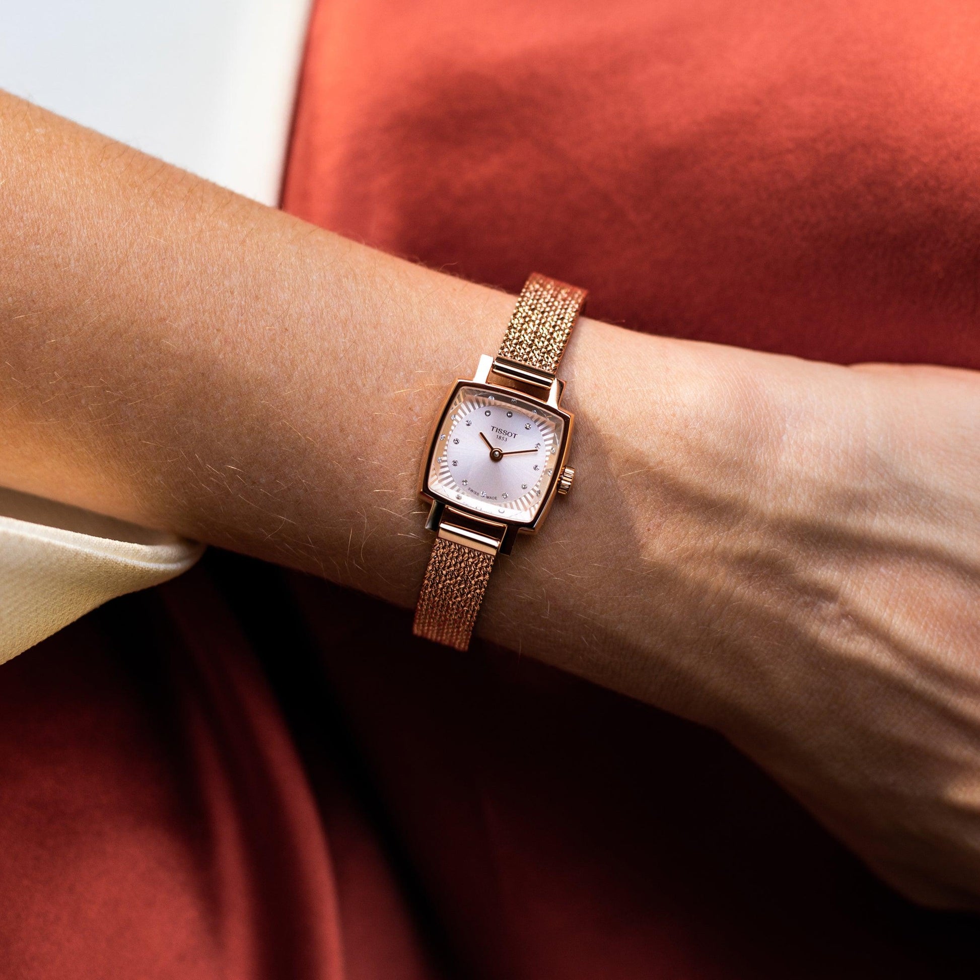 Shop Authentic Tissot Lovely Square Lady Quartz Rose Gold Dial Rose Gold Mesh Bracelet Watch For Women - T058.109.33.456.00 - Luxxuri