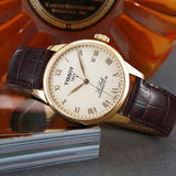  Shop Authentic Tissot Le Locle Automatic Gold Dial Brown Leather Strap Watch For Men - T41.5.413.73 - Luxxuri