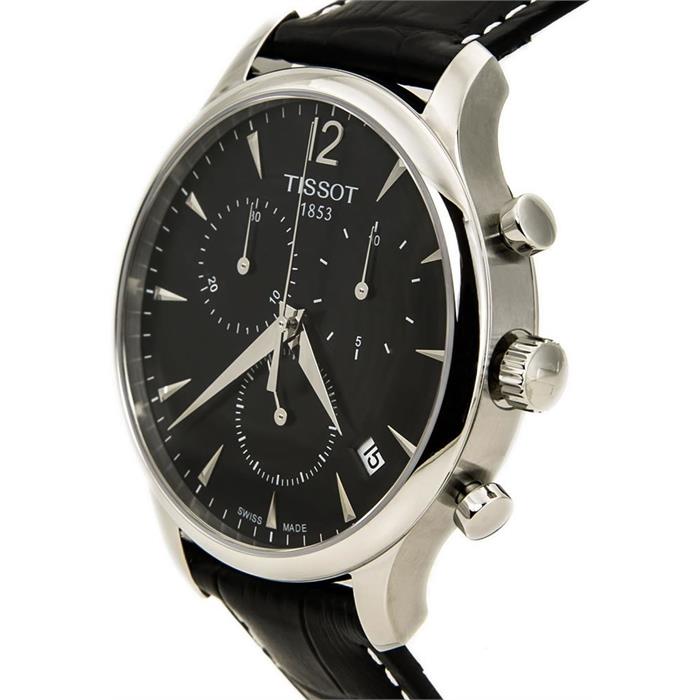  Shop Authentic Tissot Tradition Chronograph Black Dial Black Leather Strap Watch For Men - T0636171605700 - Luxxuri