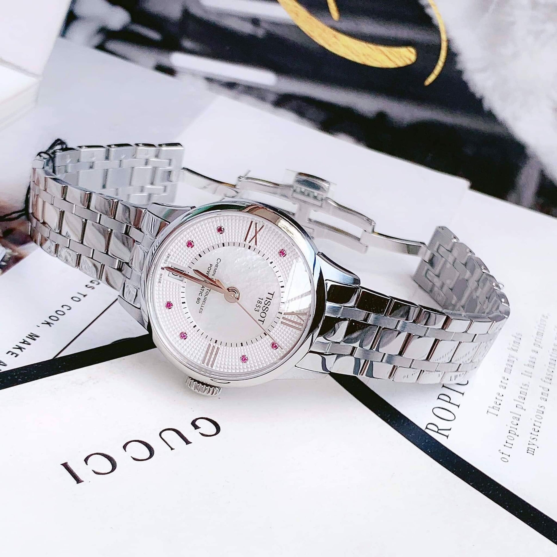  Shop Authentic Tissot Chemin Des Tourelles Powermatic 80 Rubies Mother of Pearl Dial Silver Steel Strap Watch For Women - T099.207.11.113.00 - Luxxuri
