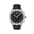 Tissot PR 100 Sport Quartz Chronograph Black Dial Black Leather Strap Watch For Men - T101.617.16.051.00