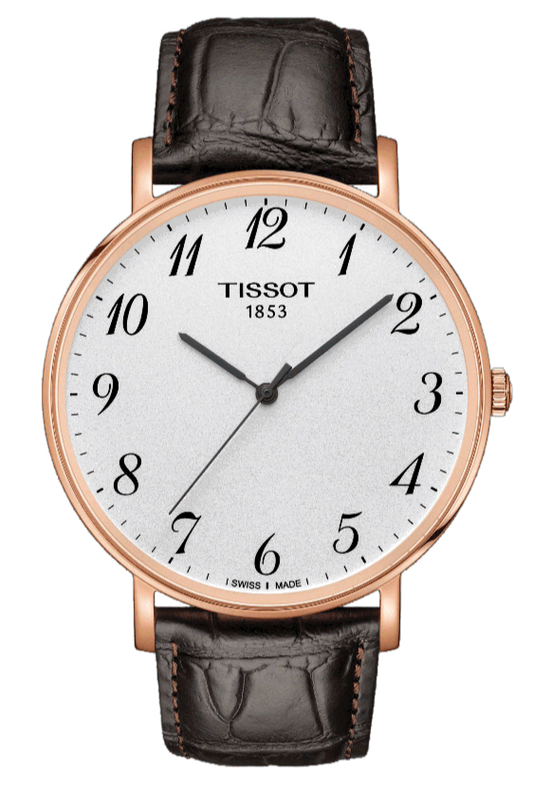 Tissot T Classic Everytime White Dial Black Leather Strap Watch For Men - T109.610.36.032.00