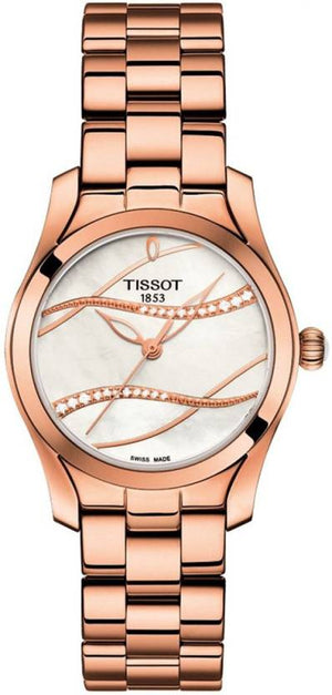  Shop Authentic Tissot T Wave T Lady Mother of Pearl Dial Rose Gold Steel Strap Watch For Women - T112.210.33.111.00 - Luxxuri