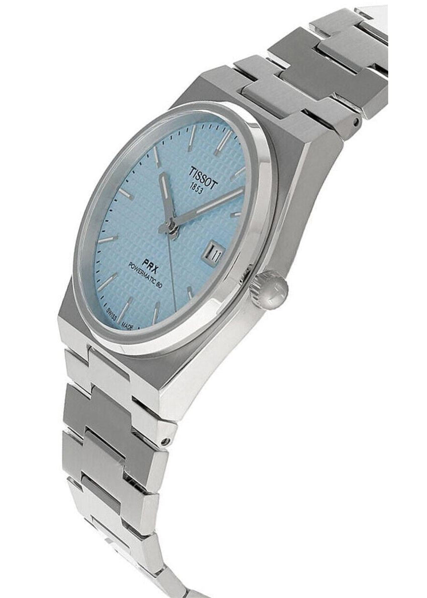 Tissot PRX Powermatic 80 Ice Blue Tiffany Dial Silver Steel Strap Watch for Men - T137.407.11.351.00