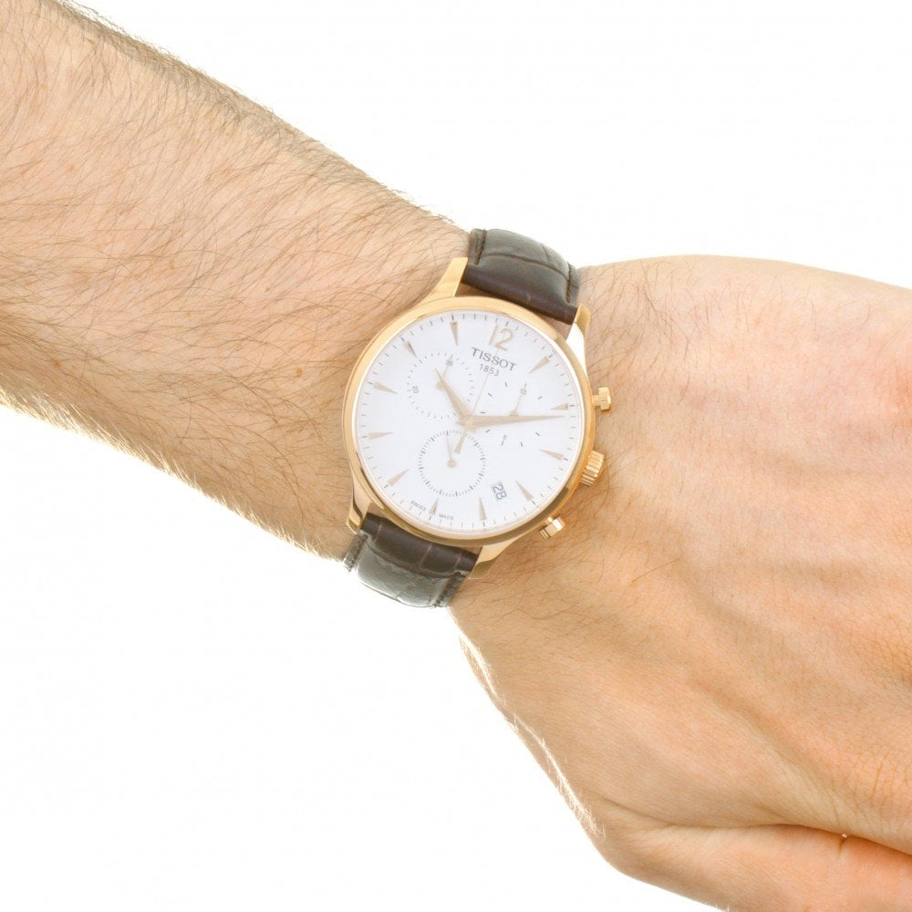 Shop Authentic Tissot T Classic Tradition Chronograph White Dial Brown Leather Strap Watch For Men - T063.617.36.037.00 - Luxxuri