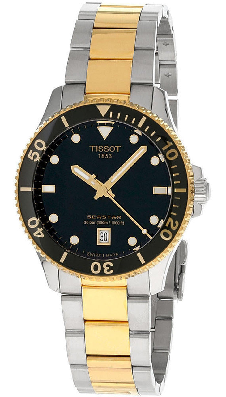  Shop Authentic Tissot Seastar 1000 Black Dial Two Tone Steel Strap Watch for Women - T120.210.22.051.00 - Luxxuri