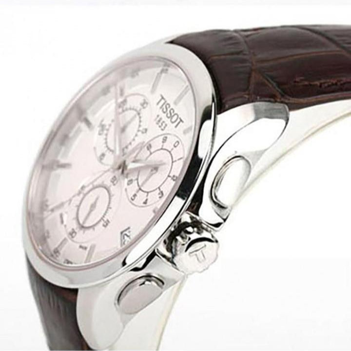  Shop Authentic Tissot Couturier Chronograph White Dial Brown Leather Strap Watch For Men - T035.617.16.031.00 - Luxxuri