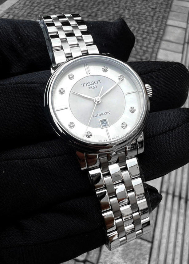  Shop Authentic Tissot Carson Premium Automatic Lady Diamonds Silver Dial Silver Steel Strap Watch for Women - T122.207.11.036.00 - Luxxuri