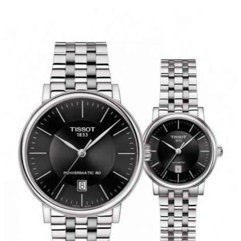 Tissot T Classic Carson Premium Automatic Lady Black Dial Silver Steel Strap Watch for Women - T122.207.11.051.00