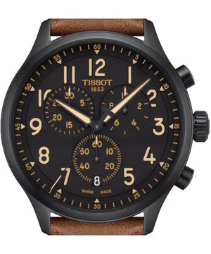  Shop Authentic Tissot Chrono XL Quartz Black Dial Brown Leather Strap Watch For Men - T116.617.36.052.03 - Luxxuri