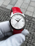  Shop Authentic Tissot Couturier Lady Silver Dial Red Leather Strap Watch for Women - T035.210.16.031.01 - Luxxuri
