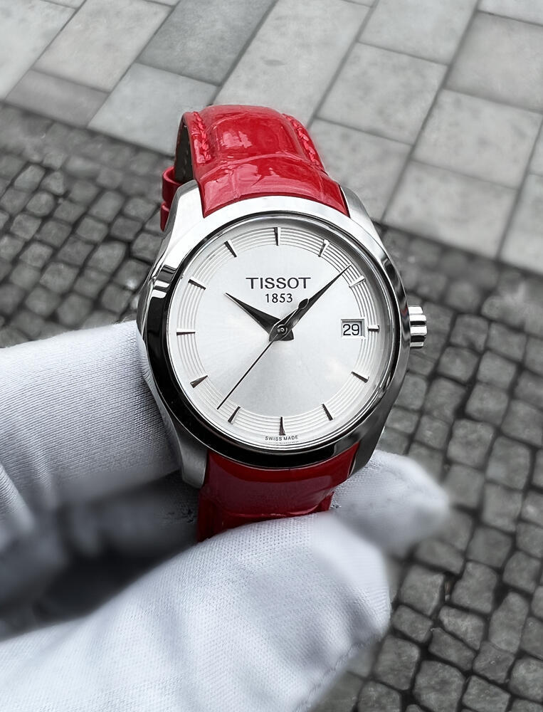  Shop Authentic Tissot Couturier Lady Silver Dial Red Leather Strap Watch for Women - T035.210.16.031.01 - Luxxuri