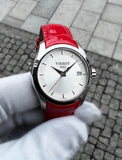  Shop Authentic Tissot Couturier Lady Silver Dial Red Leather Strap Watch for Women - T035.210.16.031.01 - Luxxuri