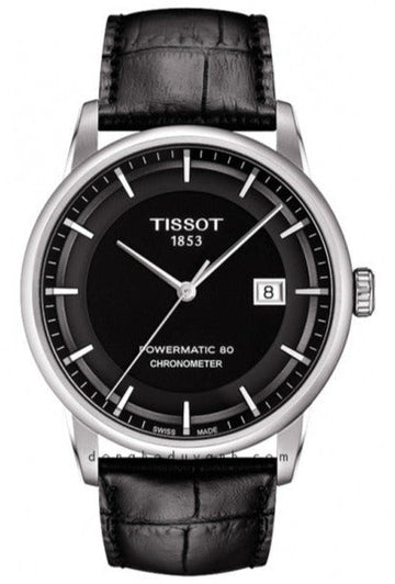  Shop Authentic Tissot T Classic Luxury Powermatic 80 Black Dial Black Leather Strap Watch For Men - T086.408.16.051.00 - Luxxuri