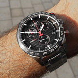  Shop Authentic Tissot T Sport PRS 516 Chronograph Black Dial Silver Steel Strap Watch For Men - T100.417.11.051.01 - Luxxuri