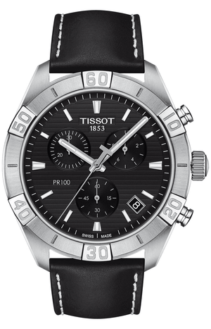  Shop Authentic Tissot PR 100 Sport Quartz Chronograph Black Dial Black Leather Strap Watch For Men - T101.617.16.051.00 - Luxxuri