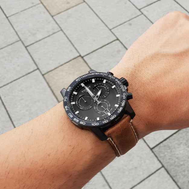  Shop Authentic Tissot Supersport Chrono Black Dial Brown Leather Strap Watch for Men - T125.617.36.051.01 - Luxxuri