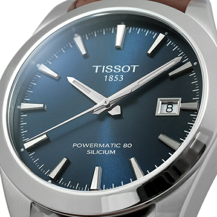  Shop Authentic Tissot Gentleman Powermatic 80 Silicium Blue Dial Brown Leather Strap Watch For Men - T127.407.16.041.00 - Luxxuri