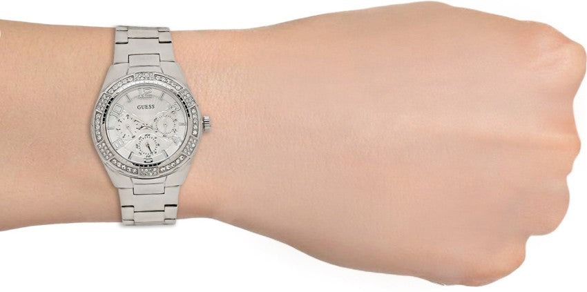  Shop Authentic Guess Luna Diamonds Silver Dial Silver Steel Strap Watch for Women - W0729L1 - Luxxuri