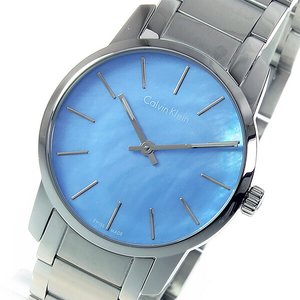  Shop Authentic Calvin Klein City Mother of Pearl Blue Dial Silver Steel Strap Watch for Women - K2G2314X - Luxxuri