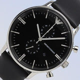  Shop Authentic Emporio Armani Gianni Chronograph Black Dial Black Leather Strap Watch For Men - AR0397 - Luxxuri