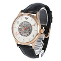  Shop Authentic Emporio Armani Meccanico White Skeleton Dial Black Leather Strap Watch For Men - AR1924 - Luxxuri