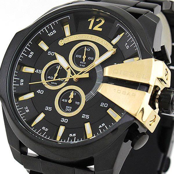  Shop Authentic Diesel Mega Chief Chronograph Black Dial Black Steel Strap Watch For Men - DZ4338 - Luxxuri