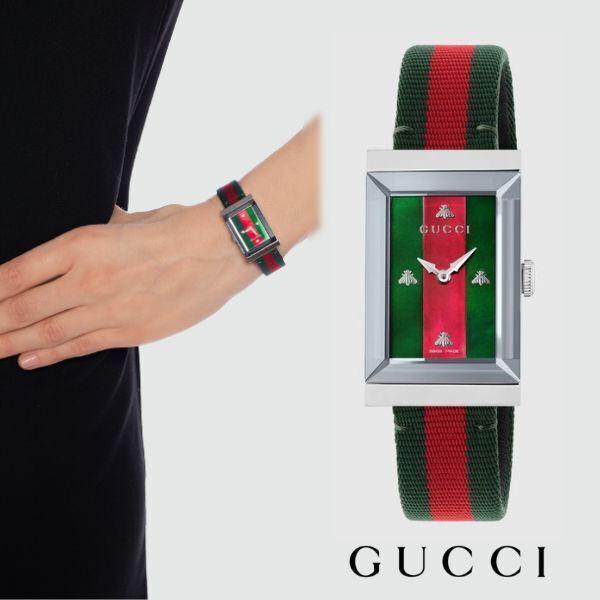  Shop Authentic Gucci G-Frame Mother of Pearl Dial Two Tone Nylon Strap Watch For Women - YA147404 - Luxxuri