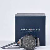  Shop Authentic Tommy Hilfiger Brad Chronograph Quartz Grey Dial Grey Leather Strap Watch For Men - 1710388 - Luxxuri