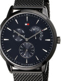  Shop Authentic Tommy Hilfiger Brad Quartz Blue Dial Black Mesh Bracelet Watch For Men - 1710392 - Luxxuri
