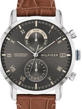  Shop Authentic Tommy Hilfiger Kane Grey Dial Brown Leather Strap Watch for Men - 1710398 - Luxxuri