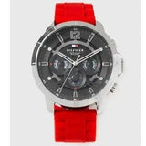  Shop Authentic Tommy Hilfiger Luca Chronograph Grey Dial Red Silicone Strap Watch For Men - 1710490 - Luxxuri