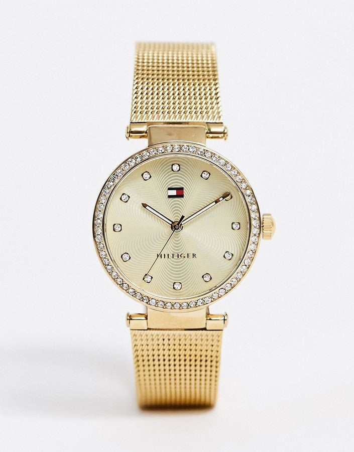  Shop Authentic Tommy Hilfiger Lynn Quartz Gold Dial Gold Mesh Bracelet Watch For Women - 1781864 - Luxxuri
