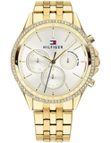 Shop Authentic Tommy Hilfiger Ari Multifunction Diamonds Silver Dial Gold Steel Strap Watch for Women - 1781977 - Luxxuri