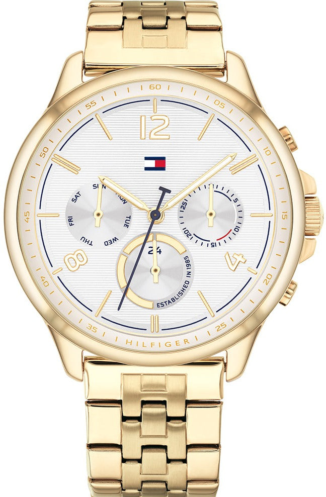  Shop Authentic Tommy Hilfiger Harper Chronograph White Dial Gold Steel Strap Watch For Women - 1782223 - Luxxuri