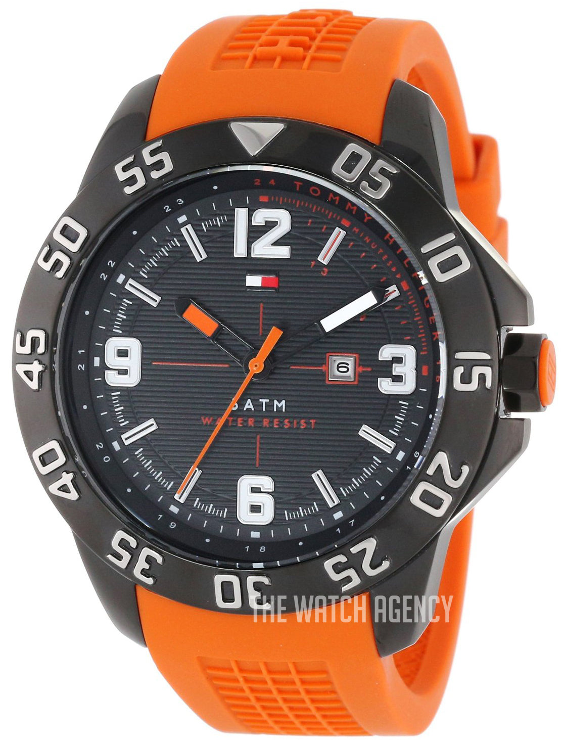  Shop Authentic Tommy Hilfiger Cole Black Dial Orange Rubber Strap Watch for Men - 1790985 - Luxxuri