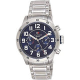  Shop Authentic Tommy Hilfiger Trent Chronograph Blue Dial Silver Steel Strap Watch for Men - 1791053 - Luxxuri